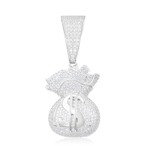 New D Color VVS Moissanite Lucky Money Bag Pendant Necklace 925 Sterling Silver Women Men's Hip Hop Rock Jewelry Rich Jewelry