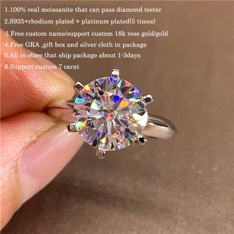 GRA Certified 1-5CT Moissanite Ring VVS1 Lab Diamond Solitaire Ring for Women Engagement Promise Wedding Band Jewelry