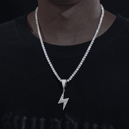 D Color Moissanite Men Hip Hop Lightning Pendant Necklace 925 Sterling Silver Baguette Stone Men Bling Hip Hop Jewelry Gifts