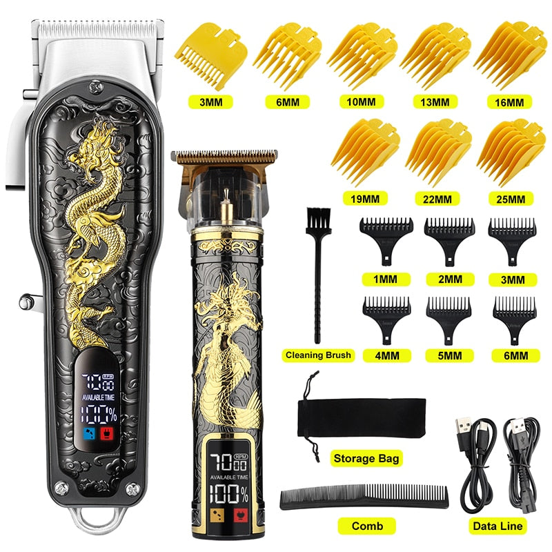 Set Dragon Professional Hair Clipper Cordless Hair Trimmer For Men Shaver Hair Cutting Machine Barber Machin Beard