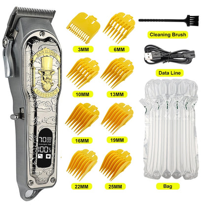 Cordless Professional Hair Clipper LCD Display Shaver China Dragon Electric Trimmer For Men Haircut Machine Barbershop