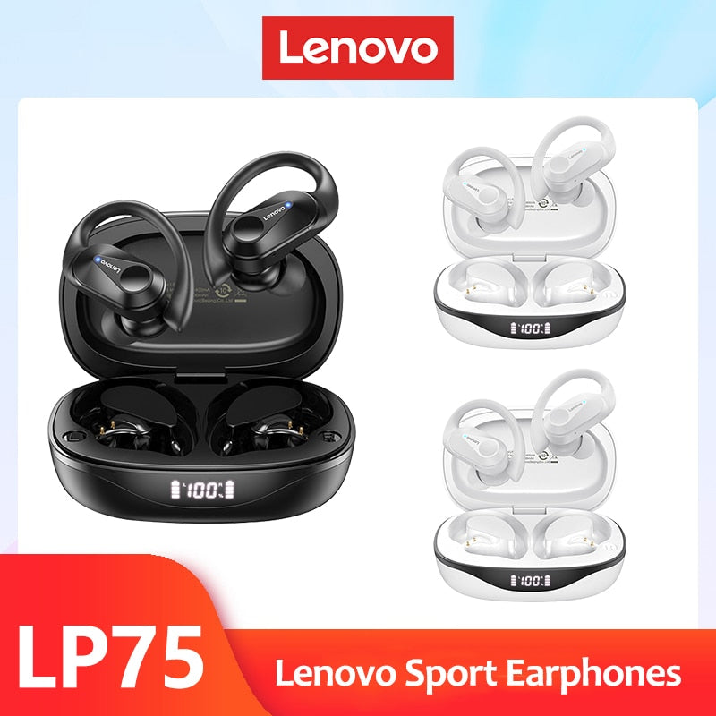 Lenovo LP75 TWS Sports Earphones Bluetooth 5.3 Wireless Headphones Waterproof HiFi Stereo Noise Reduction Earbuds with Mic