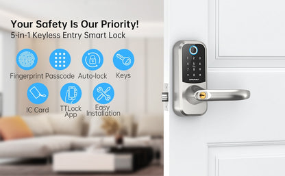 Smonet Electronic Smart Door Lock Wifi Biometric Fingerprint Remote Keyless Unlock Locks Front Bluetooth Password Home IC Card