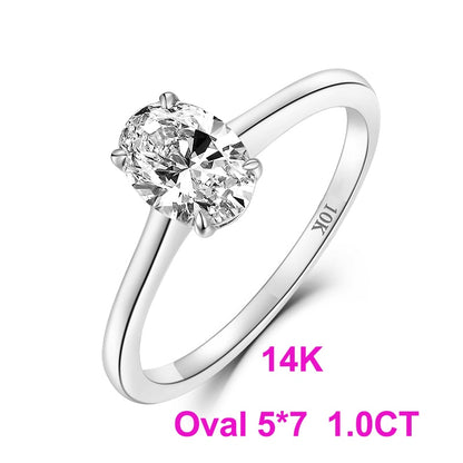 14K 10k Yellow White Gold 1.5CT 1.0CT Moissanite Rings for Women Handmade Oval Rings Engagement Bride Gift Fine Jewelry Sterling Silver