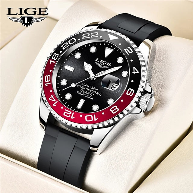 LIGE Military Men's Watch Stainless Steel Band Date Mens Business Male Watches Waterproof Luxuries Men Wrist Watches for Men