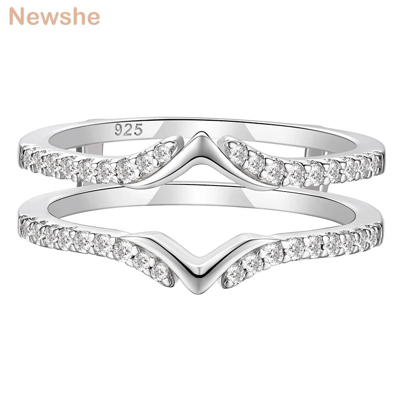 Genuine 925 Sterling Silver Adjustable Protection Enhancer Wedding Rings for Women White Round AAAAA CZ Jewelry