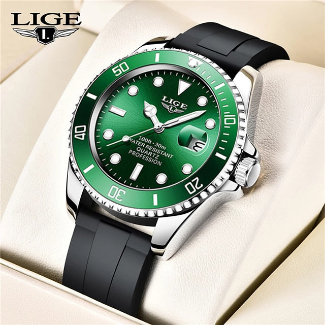 LIGE Military Men's Watch Stainless Steel Band Date Mens Business Male Watches Waterproof Luxuries Men Wrist Watches for Men