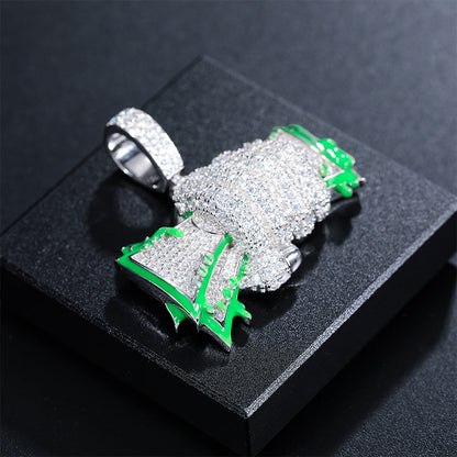 Fashion Personality Glowing Fist Dollar Money Bag Pendant Necklace D Color VVS Moissanite S925 Silver Creativity Hip Hop Jewelry