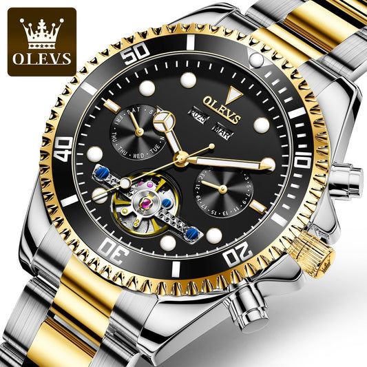 OLEVS Watch for Men Stainless Steel Mechanical Watch Automatic Watch Luxury Waterproof Sports Men Watch Men's Mechanical Watch