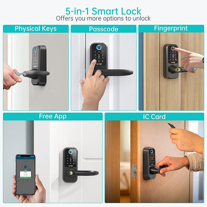 Hornbill Bluetooth Electronic Biometric Fingerprint Smart Door Lock Handle Locks Keyless Entry Smart Home Security Protection