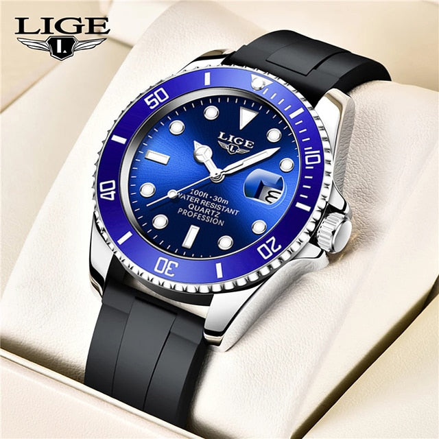 LIGE Military Men's Watch Stainless Steel Band Date Mens Business Male Watches Waterproof Luxuries Men Wrist Watches for Men