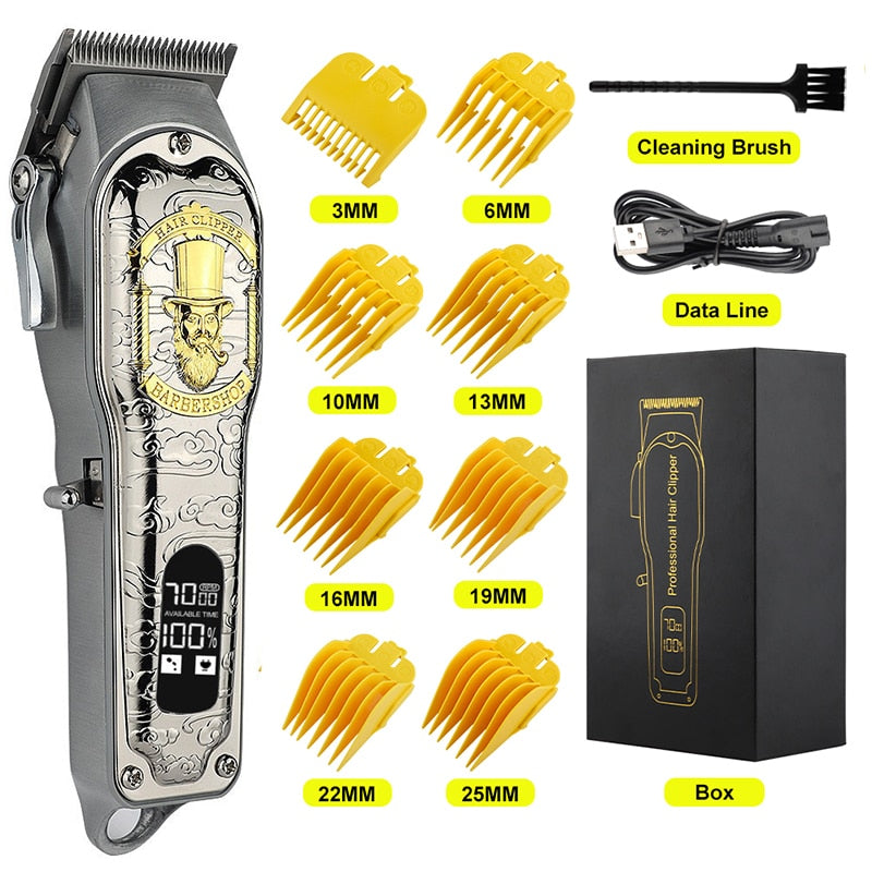 Cordless Professional Hair Clipper LCD Display Shaver China Dragon Electric Trimmer For Men Haircut Machine Barbershop