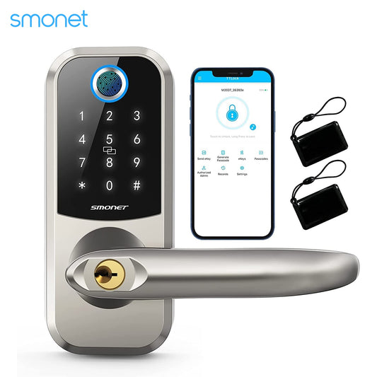 Smonet Electronic Smart Door Lock Wifi Biometric Fingerprint Remote Keyless Unlock Locks Front Bluetooth Password Home IC Card