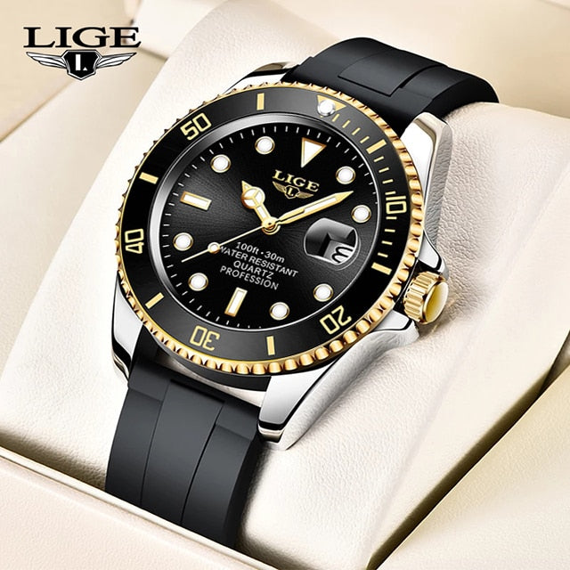 LIGE Military Men's Watch Stainless Steel Band Date Mens Business Male Watches Waterproof Luxuries Men Wrist Watches for Men