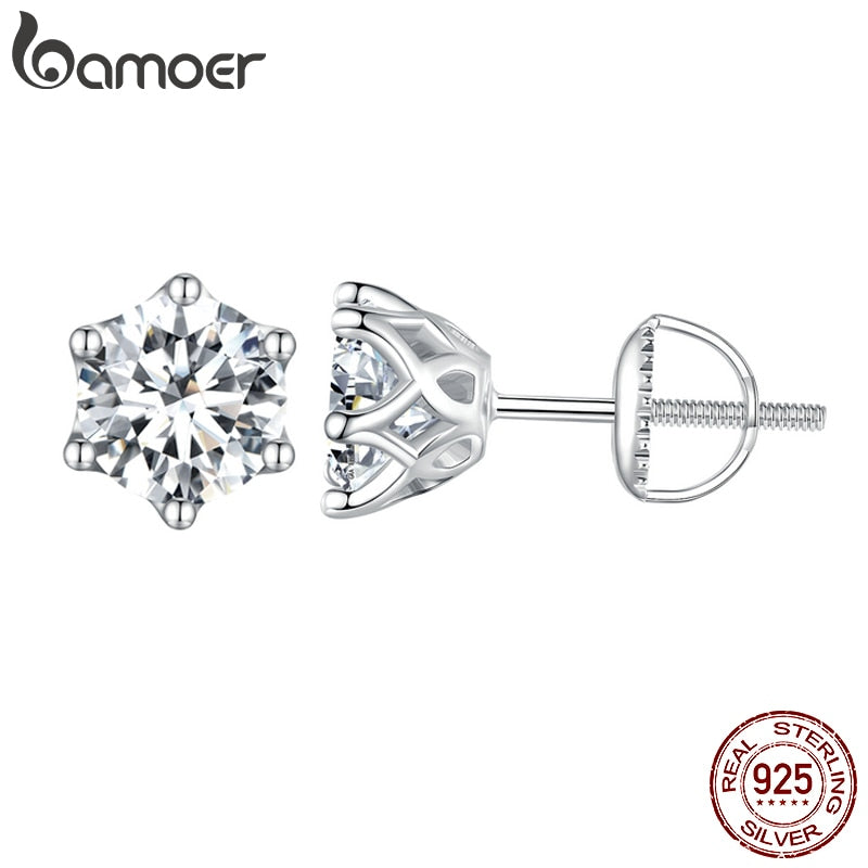 Moissanite Stud Earrings, D Color Brilliant Round Cut Lab Created Diamond 925 Silver Earrings Gold Plated for Women