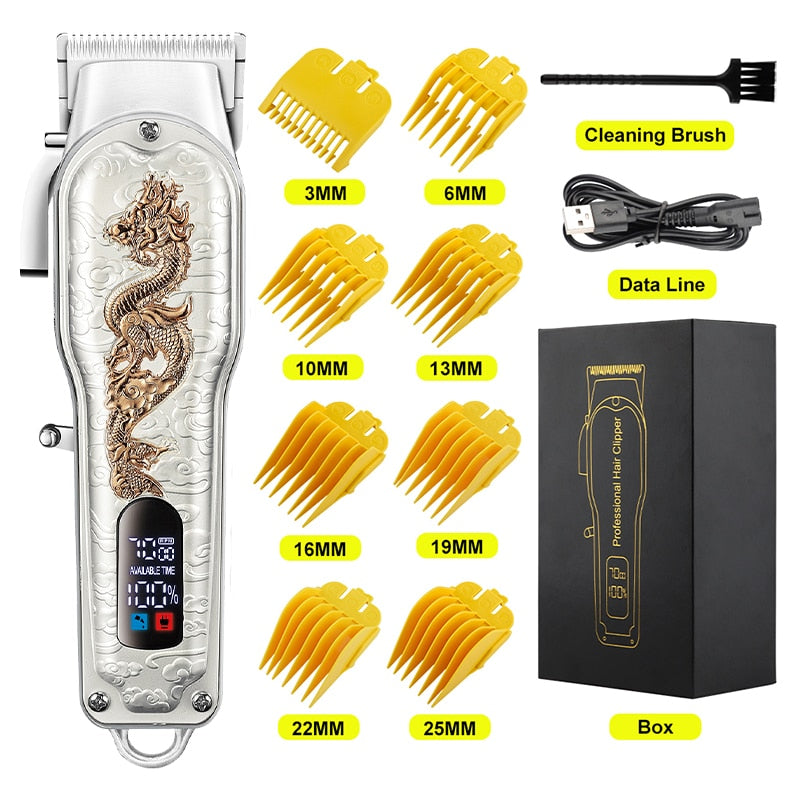 Cordless Professional Hair Clipper LCD Display Shaver China Dragon Electric Trimmer For Men Haircut Machine Barbershop