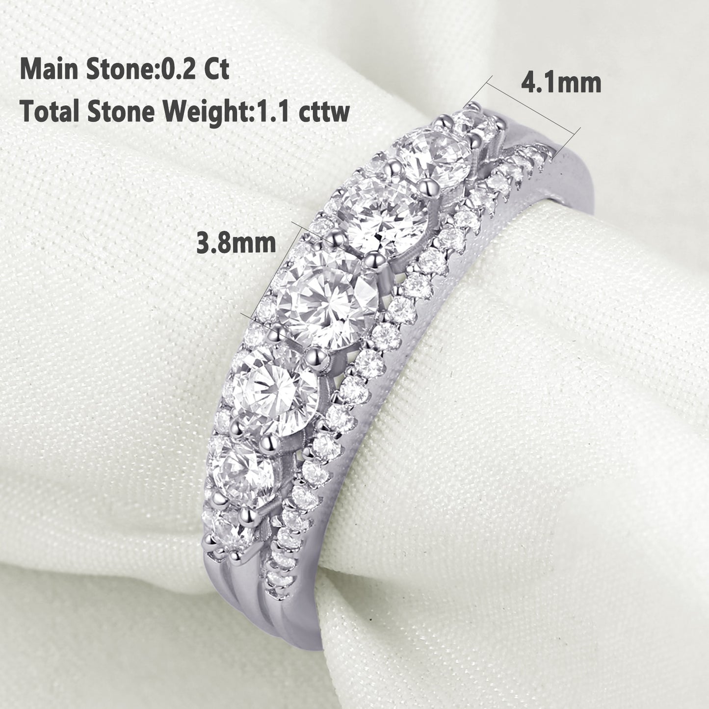 925 Sterling Silver Eternity Ring Wedding Band for Women 1.13ct Round White AAAAA Cz Size 4-13