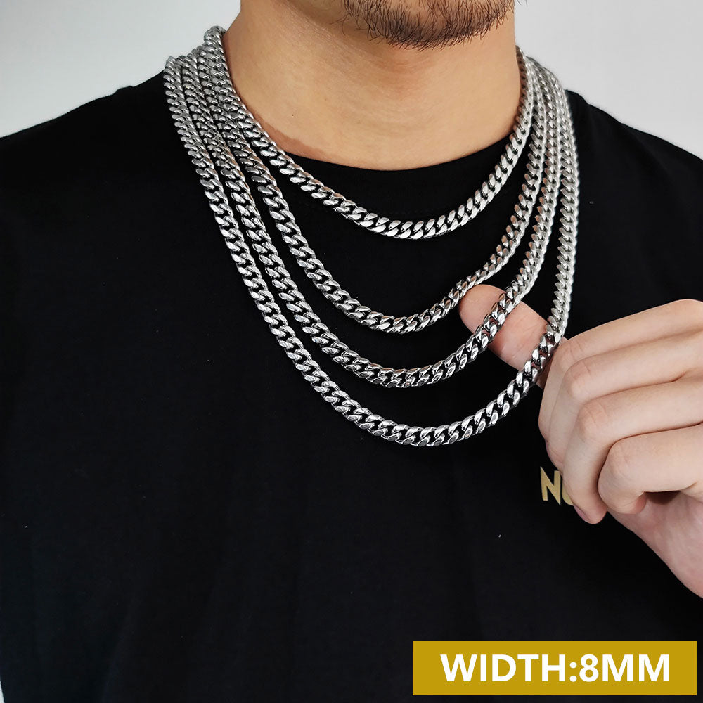 Hip Hop 18k Gold Plated Stainless Steel Jewelry Iced Cadena Hombre Miami Cuban Link Chain Necklace For Men