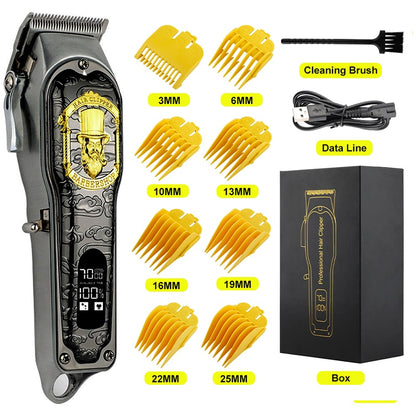 Cordless Professional Hair Clipper LCD Display Shaver China Dragon Electric Trimmer For Men Haircut Machine Barbershop