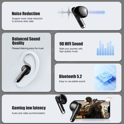 Lenovo XT81 Bluetooth Earphones Wireless Headphones Gamer Headset Waterproof TWS Noise Reduction With Microphone Sports Earbuds