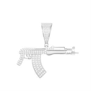 925 Sterling Silver Submachine Gun Pistol Pendant Sparkling Full Moissanite Diamond For Men Rapper Jewelry Trend Gifts