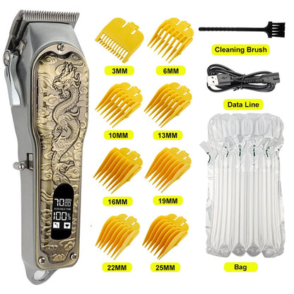 Cordless Professional Hair Clipper LCD Display Shaver China Dragon Electric Trimmer For Men Haircut Machine Barbershop