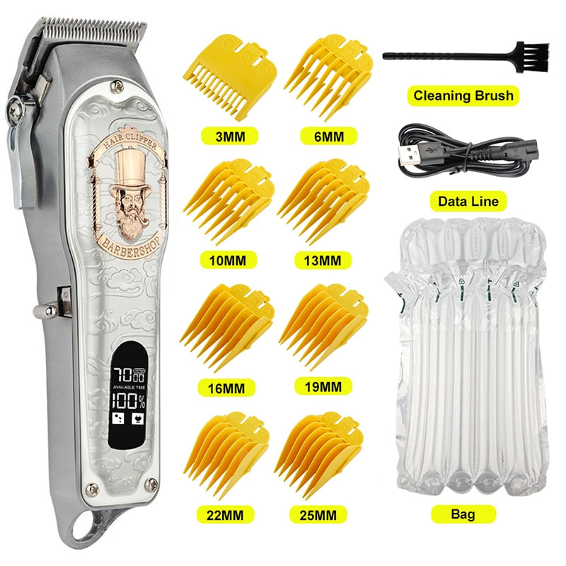 Cordless Professional Hair Clipper LCD Display Shaver China Dragon Electric Trimmer For Men Haircut Machine Barbershop