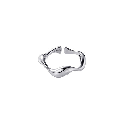 925 Sterling Silver Irregular Design Water Drop Stackable Finger Ring Trendy Adjustable Size 6-9 Rings For Women Jewelry