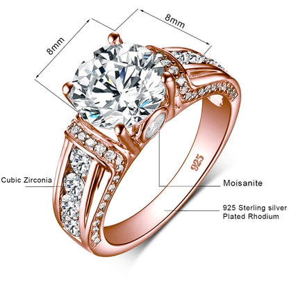 Real 2 Carats Moissanite Rings For Women Solid 925 Sterling Silver Wedding Band Luxury Female Jewelry Gift