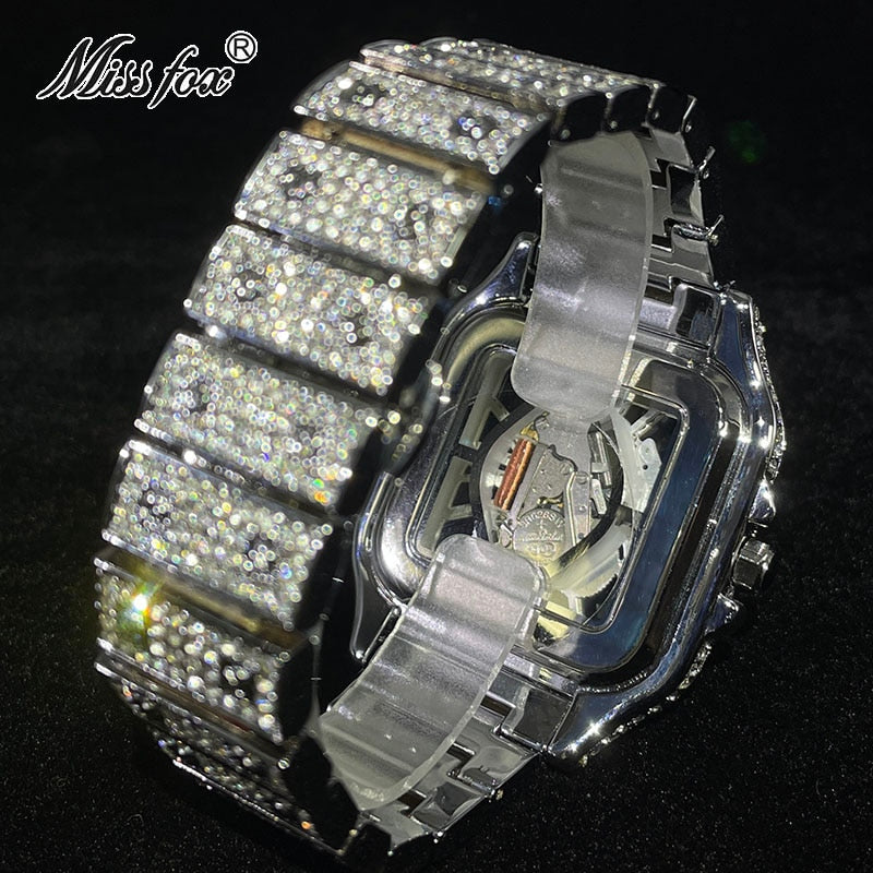 2023 Iced Out Mens Watches Luxury Brand Waterproof Fashion Quartz Wristwatch Hip Hop Diamond Skeleton AAA Bling