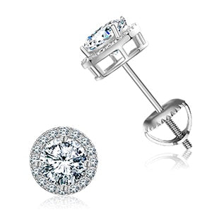 925 Sterling Silver Real 0.5-2CT Moissanite Stone Round Stud Earrings For Women Men Fashion Jewelry Pass Diamond Test