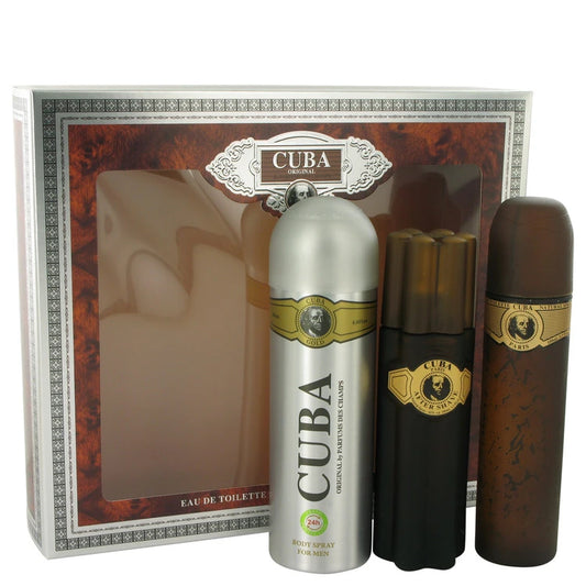 Cuba Gold Cologne EDT Gift Set - 3.3 oz Eau De Toilette Spray + 3.3 oz After Shave Spray + 6.7 oz Body Deodorant Spray